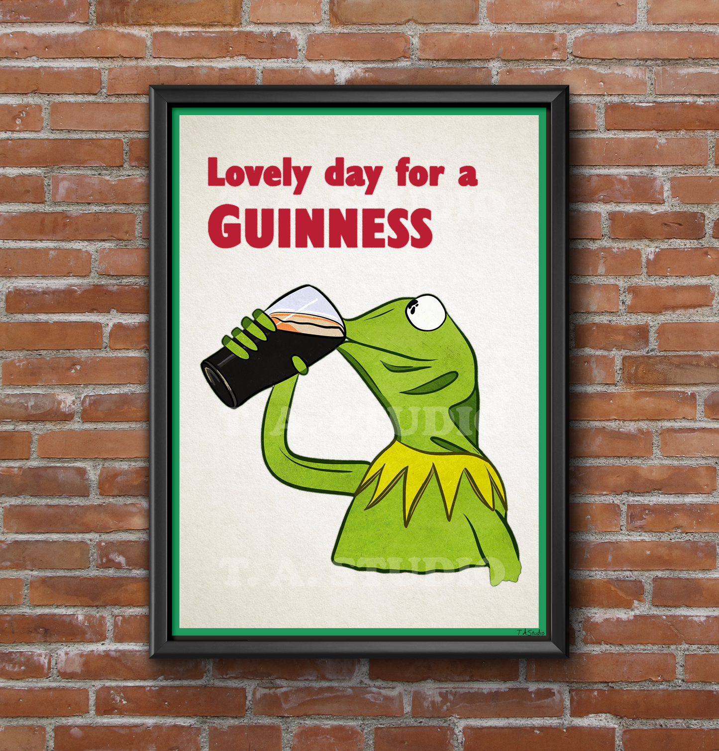 Vintage Style Kermit Guinness Poster